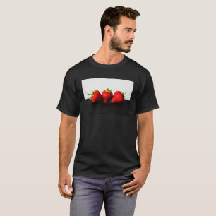 T-shirt Fraises Sur Blanc Sur Noir Mens cn