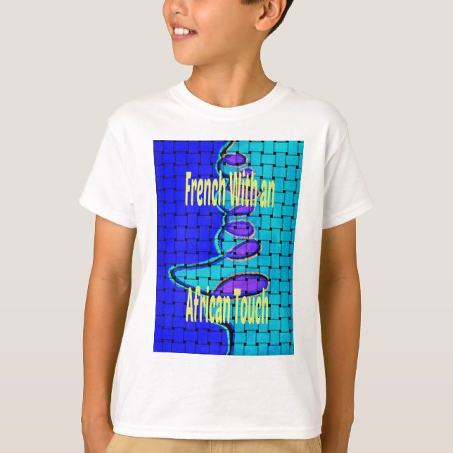 T-shirt Français Bleu Africain Tissé Abstrait violet forme (Devant)