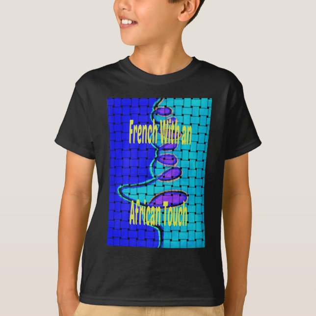 T-shirt Français Bleu Africain Tissé Abstrait violet forme (Devant)