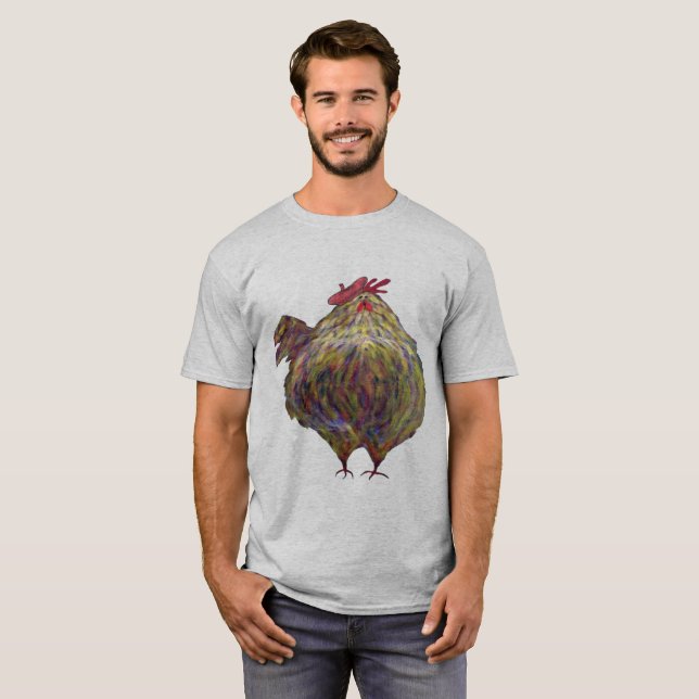 T-shirt français du poulet des hommes (Devant entier)