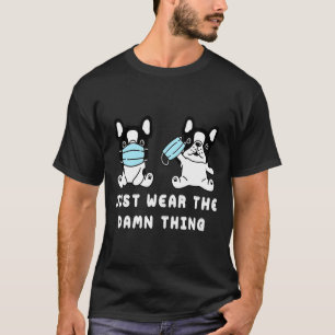 T-shirt Français Français Chie Chien Masque Visage