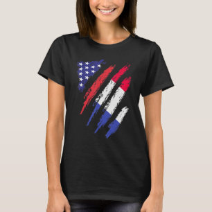 T-shirt France American Grosse Drapeau USA Patriot Heritag