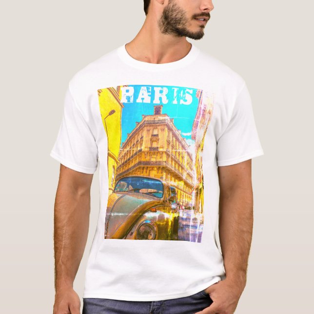 T-shirt France Architecture French Street Old Car Paris (Devant)