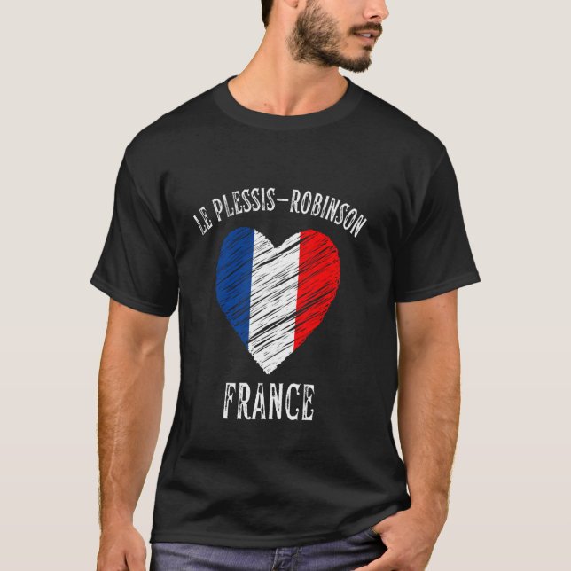 T-shirt France Drapeau Heart Le Plessis Robinson City (Devant)