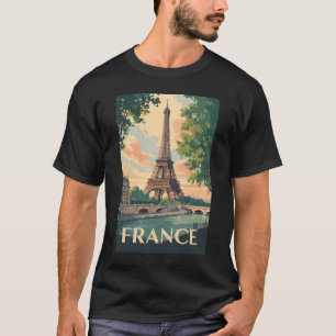T-shirt France Eiffel Tour Travel Art Vintage