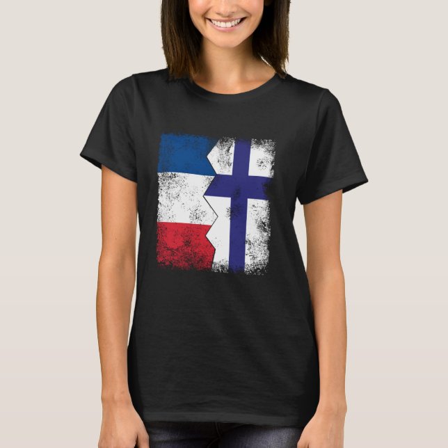 T-shirt France Finlande Drapeaux Moitié Finlandais Racines (Devant)