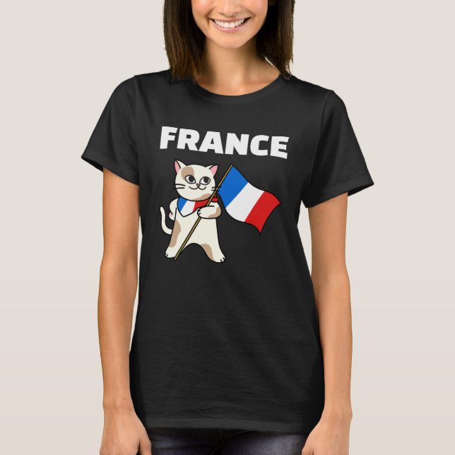 T-shirt France Flag Cat French Colors Kitten (Devant)