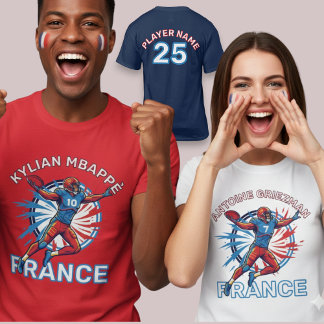 T-shirt France Football Dynamic Quarterback Patriotic Art