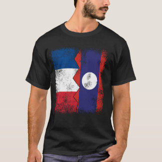 T-shirt France Laos Drapeaux demi-laotien Français Racines