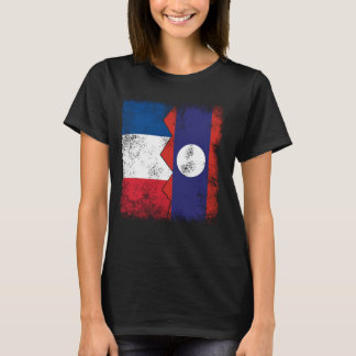 T-shirt France Laos Drapeaux demi-laotien Français Racines
