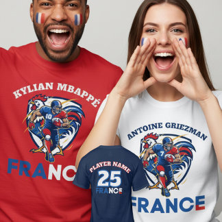 T-shirt France National Gridiron Football Dynamic Rooster 