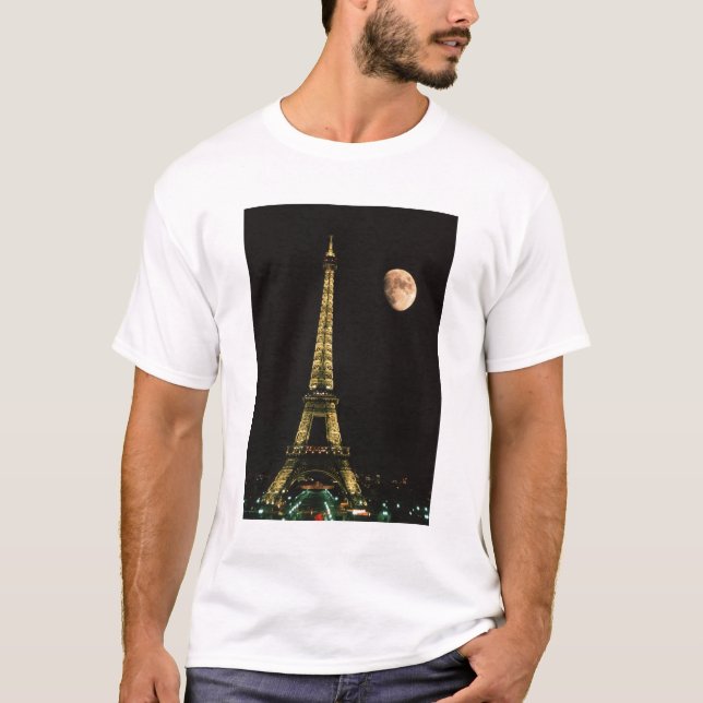 T-shirt France, Paris. Tour Eiffel le soir avec (Devant)