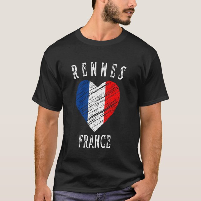 T-shirt France Pavillon Coeur Rennes Ville (Devant)