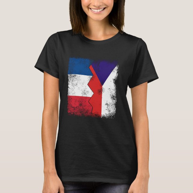 T-shirt France République tchèque Drapeaux moitié tchèque  (Devant)