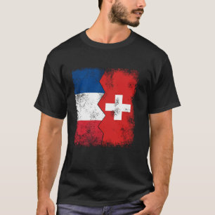 T-shirt France Suisse Drapeaux Moitié Swiss French Roots