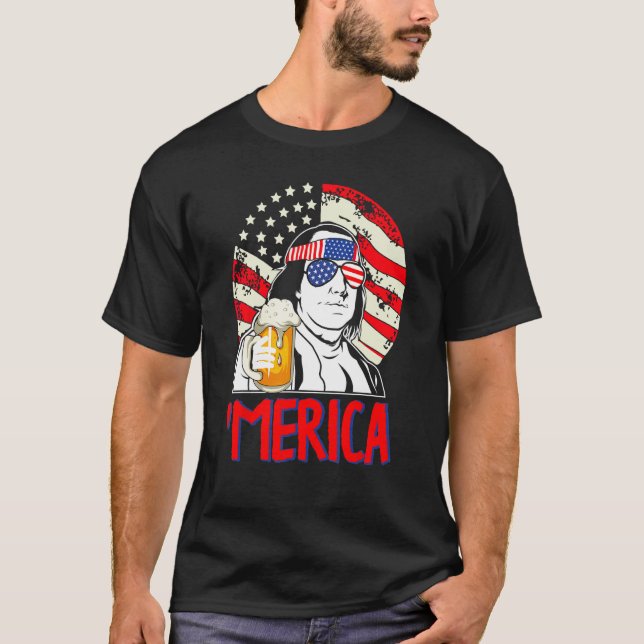 T-shirt Franklin Merica  4th of July Merica Men Boys Ameri (Devant)