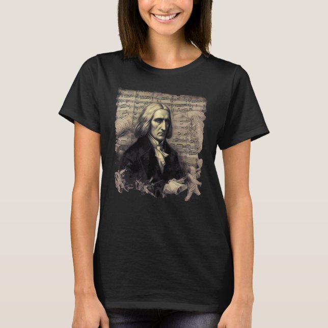 T-shirt Franz Liszt Music Pianist Piano (Devant)