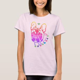 T-Shirt französische Bulldogge mit Herzen 