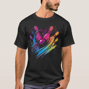 T-shirt Frappe d'amour de quilles de cœur de bowling Mouve