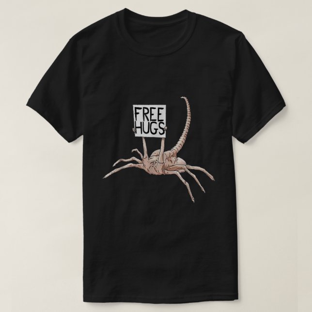 T-shirt Free Hugs Creepy Alien Meme Design (Design devant)