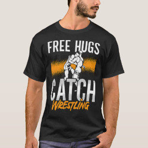 T-shirt Free Hugs Fight Sport Training Jeu Wrestler Catch