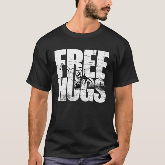 T-shirt Free Hugs Funny Lutte Plaisanterie Lutte Lutte Lut (Devant)