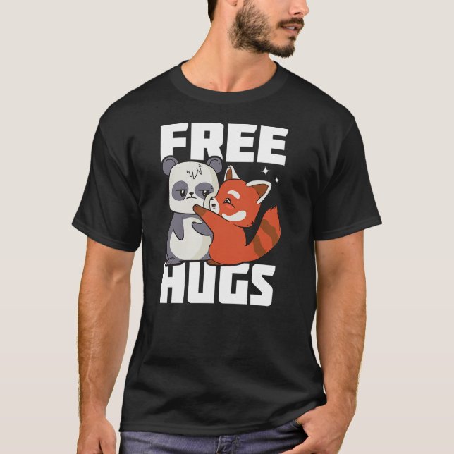 T-shirt Free Hugs I Panda I Kids I Red Panda (Devant)