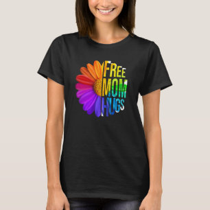 T-shirt Free Mom Hugs Daisy Flower LGBT Rainbow Flag Gay L