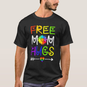 T-shirt Free Mom Hugs Daisy Rainbow Flower Heart Prid