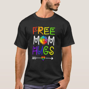 T-shirt Free Mom Hugs Daisy Rainbow Heart Lgbt Pride Mois