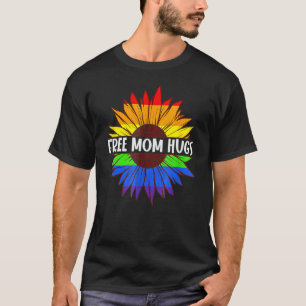 T-shirt Free Mom Hugs Gay pride Lgbt Daisy Rainbow Sunflow