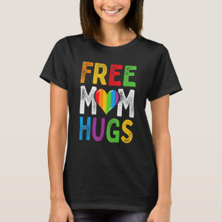 T-shirt Free Mom Hugs Rainbow Heart Lgbt Ally Pride Month