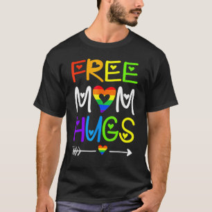 T-shirt Free Mom Hugs Rainbow Heart Lgbt Pride Mois T