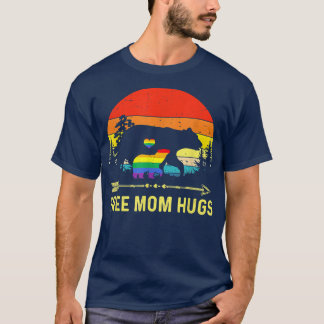 T-shirt Free Mom Hugs Rainbow Heart Mama Bear LGBT Pride R