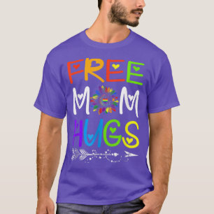 T-shirt Free Mom Hugs Rainbow Sunflower LGBT Pride Mois