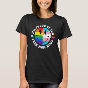 T-shirt Free Mom Hugues Super Hippie Face LGBT Rainbow Tra
