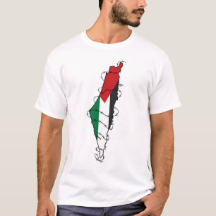T-shirt Free Palestine Barbared Wire Map Liberté palestini