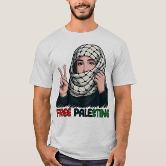 T-shirt Free Palestine Keffiyeh Girl Peace Art Tee