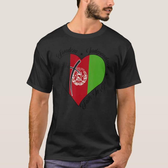 T-shirt Freedom Independence Faith In God   Christian Afgh (Devant)