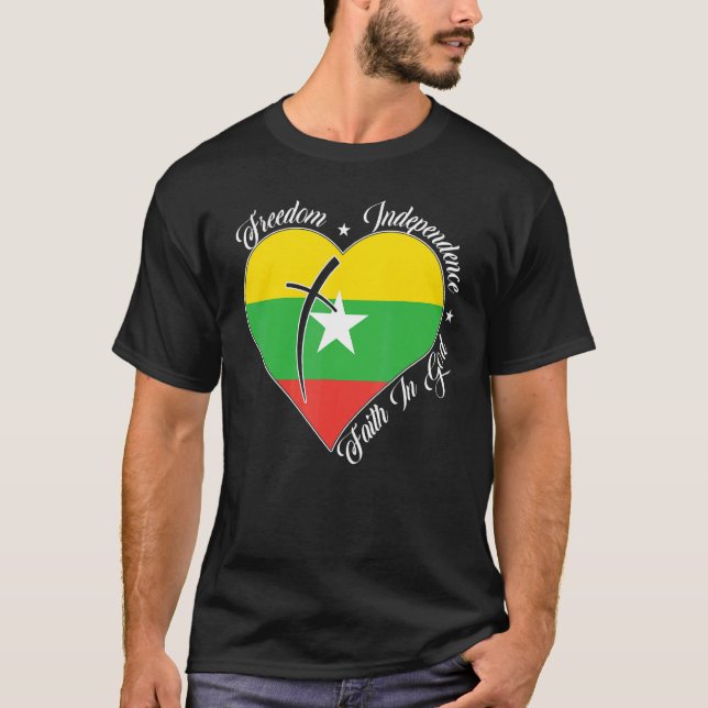 T-shirt Freedom Independence Faith In God   Christian Myan (Devant)