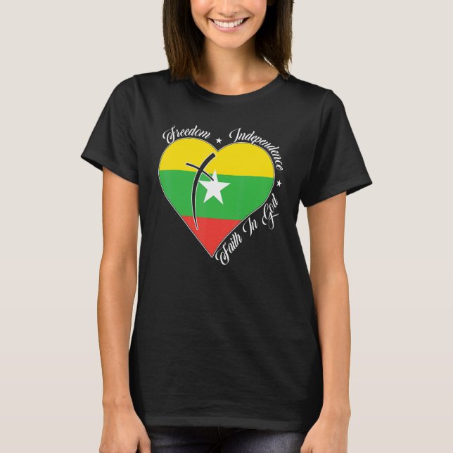 T-shirt Freedom Independence Faith In God   Christian Myan (Devant)