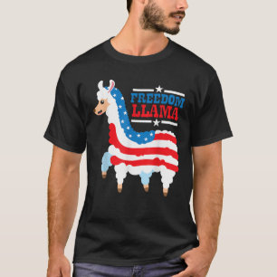 T-shirt Freedom Llama Cute 4 juillet États-Unis Drapeau am