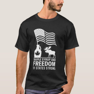 T-shirt Freedom Moose Drapeau Américain Sirop d'Érable 51 