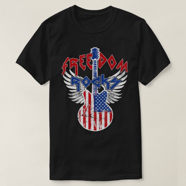 T-shirt Freedom Rocks 4 juillet Patriotic USA Flag Rock (Design devant)