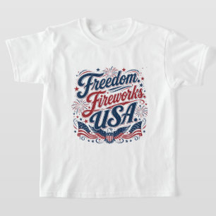T-shirt FreedomFireworksUSA–Vintage Patriotique 4 juillet