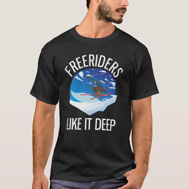 T-shirt Freeriding Alpine Skiing Freeriders Like It Deep (Devant)
