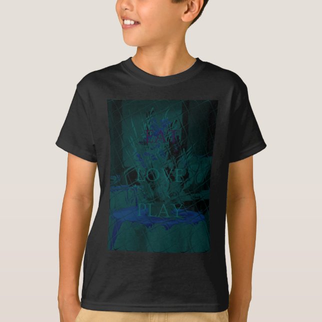 T-shirt French Blue Love Mange Jouer Couleurs de fleurs po (Devant)
