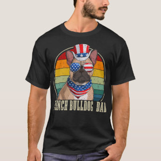 T-shirt French Buldog Papa Lunettes de soleil rétro 4 juil