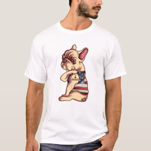 T-shirt French Bulldog Chien Tatouage J'aime Papa Drôle Pè