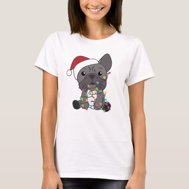 T-shirt French Bulldog Christmas Snow Winter Animals (Devant)